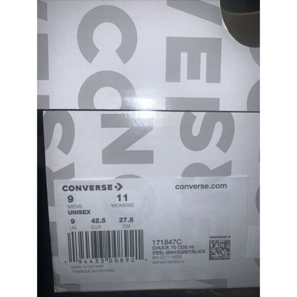 Converse Comme des Garçons PLAY x Chuck 70 High Steel Gray 171847C Men's Shoes - Picture 4 of 5